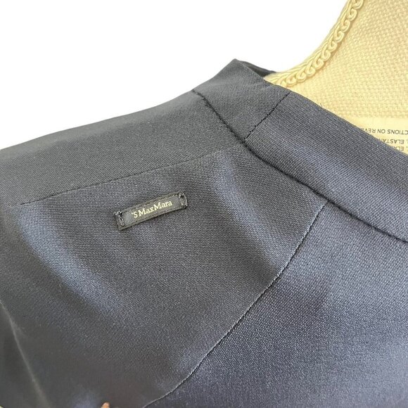 Max Mara Intrend Shift Dress Women’s Size 2 Navy Blue Short Sleeve Swing Style - Picture 8 of 10